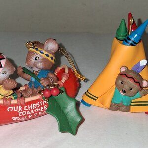 South Western Native American Indian Ornament lot of 4 VERY CUTE Ornaments